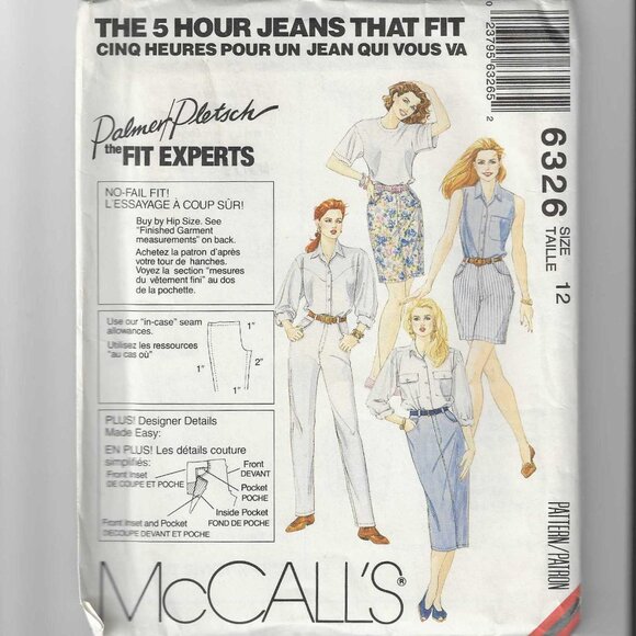 McCall's Pattern 6326 Misses' 5-Hour Jeans That Fit - Size 12 - Picture 1 of 3